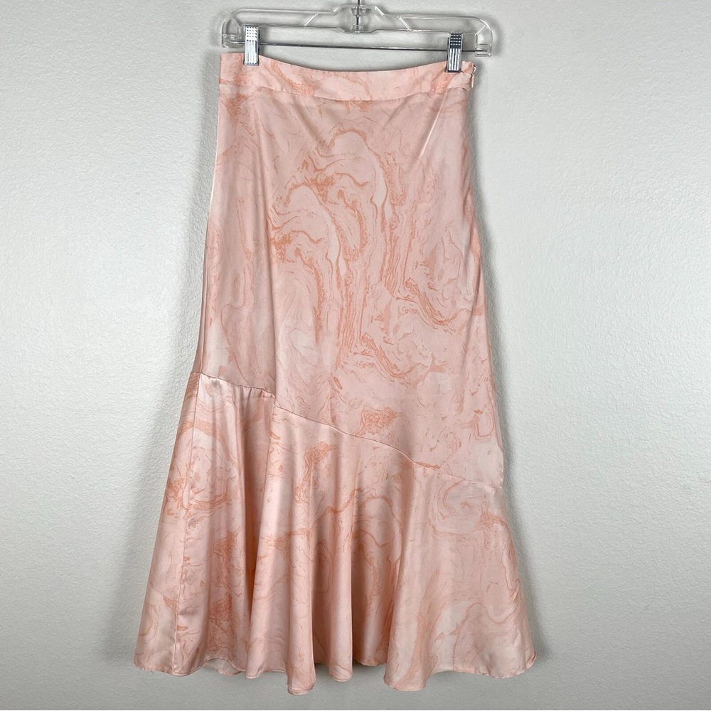 Anthropologie hutch pink marble trumpet midi skirt size 2 NWT